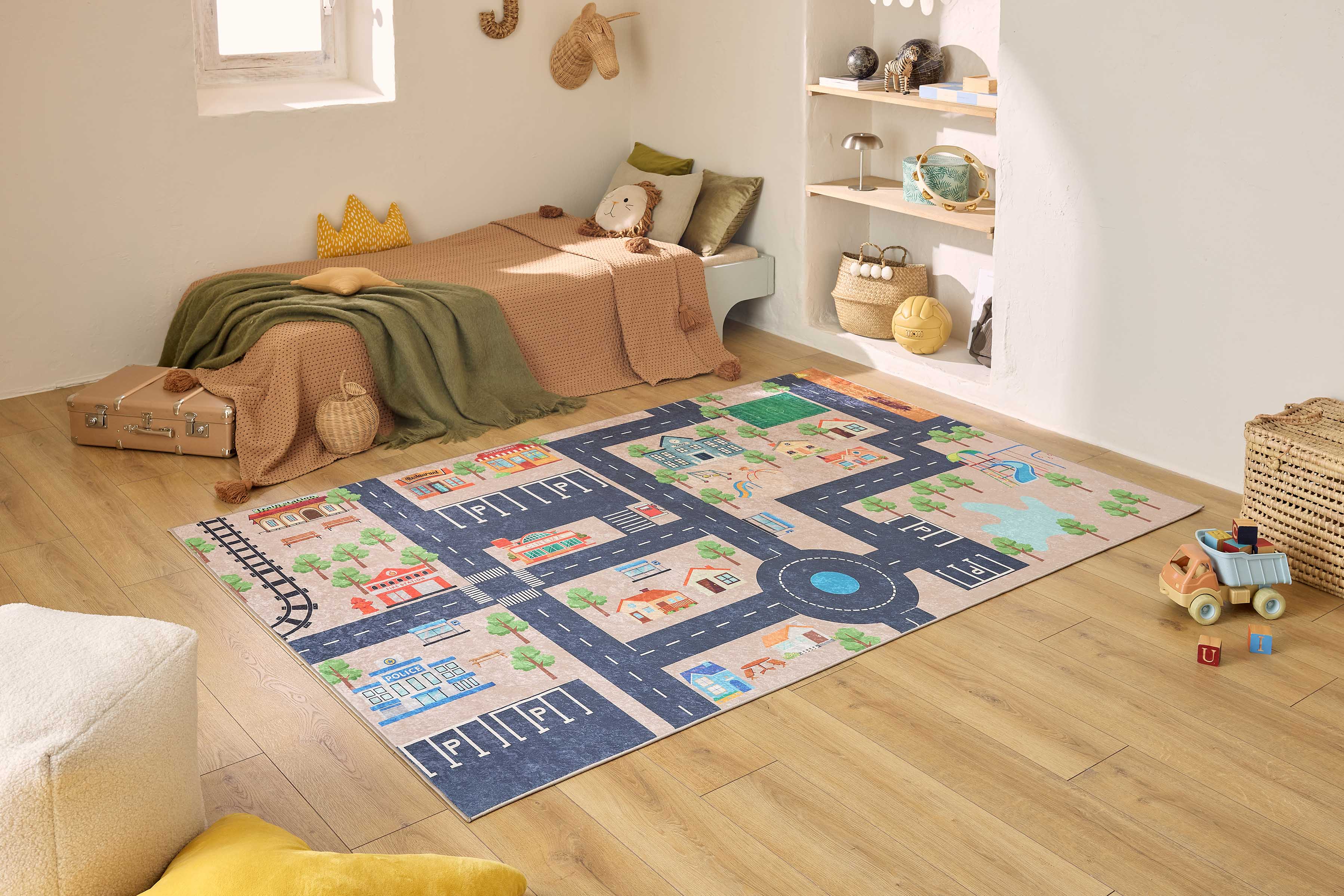 Happy - Tapis D'Intérieur - Polyester Imprimé - Beige