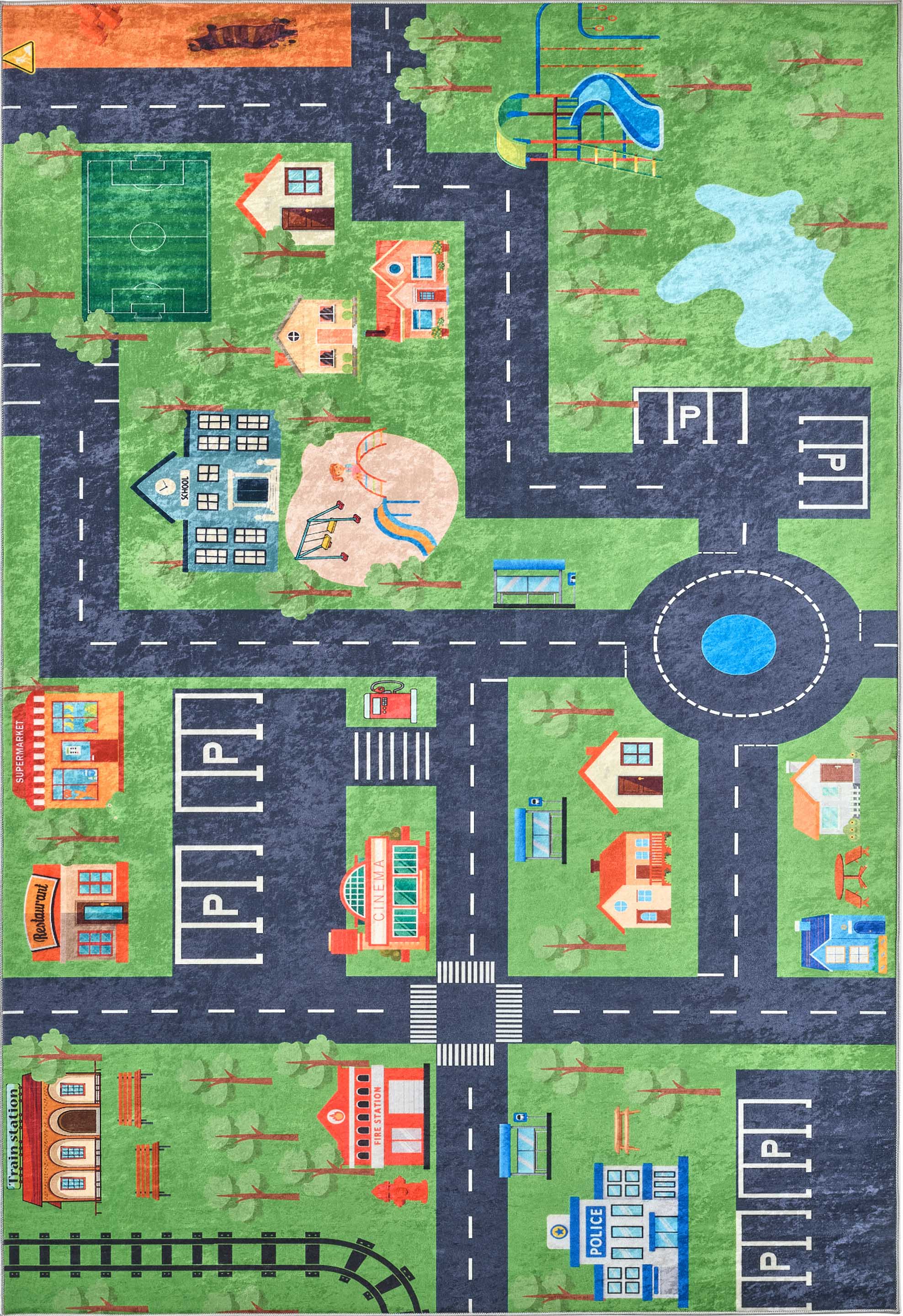 Happy - Tapis D'Intérieur - Polyester Imprimé - Vert