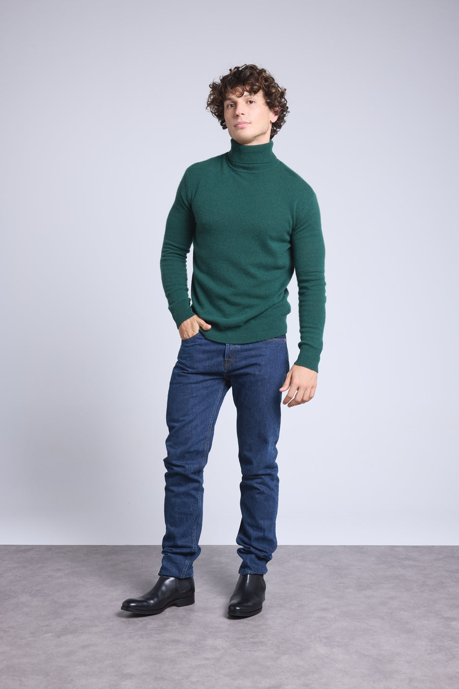 Pull Col Roule Harry - Vert Bouteille - Homme