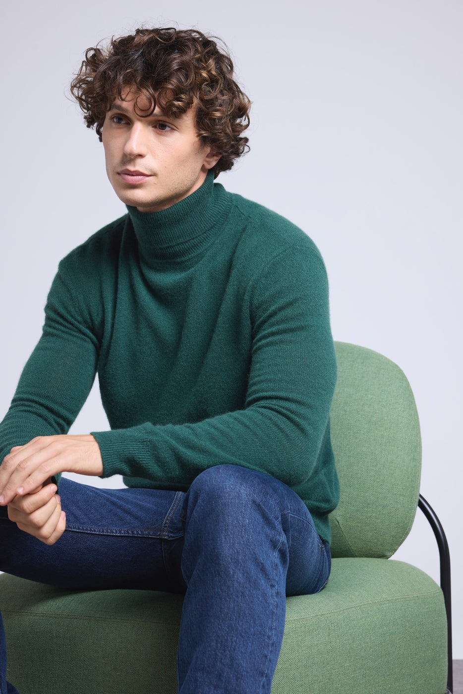 Pull Col Roule Harry - Vert Bouteille - Homme
