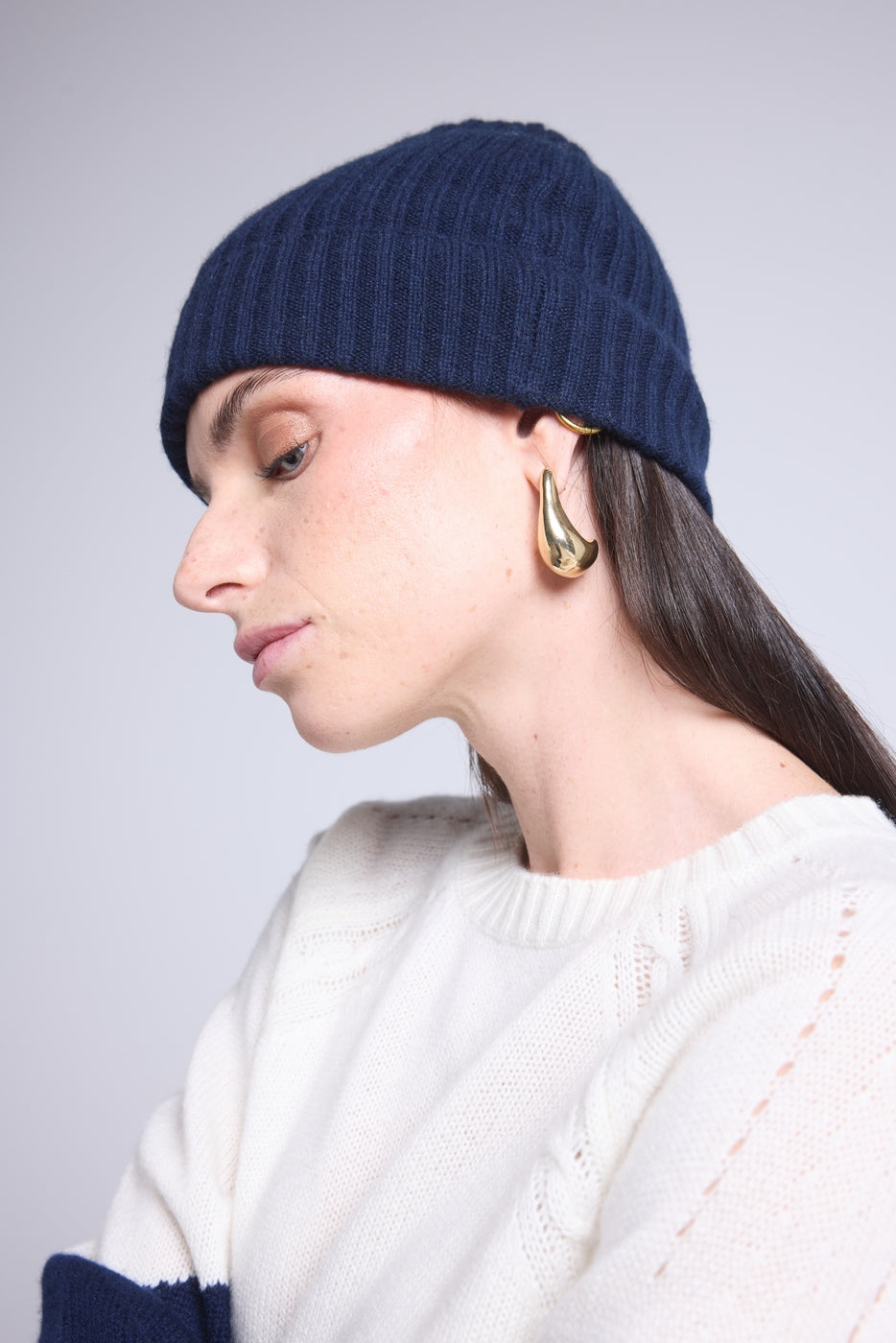 Gorro unisex con pespuntes Hat - Azul marino blanco - Unisex