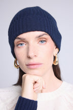 Gorro unisex con pespuntes Hat - Azul marino blanco - Unisex