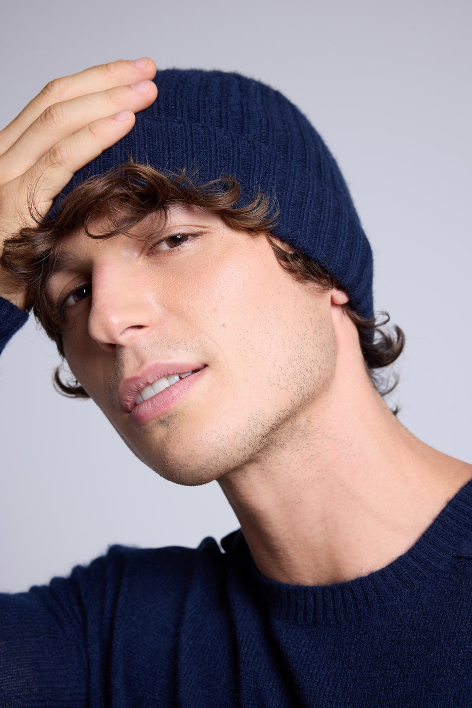Gorro unisex con pespuntes Hat - Azul marino blanco - Unisex