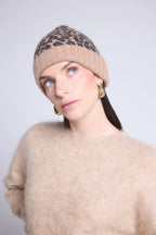 Unisex Leopard Hat Beanie - Beige Leopard - Mixed