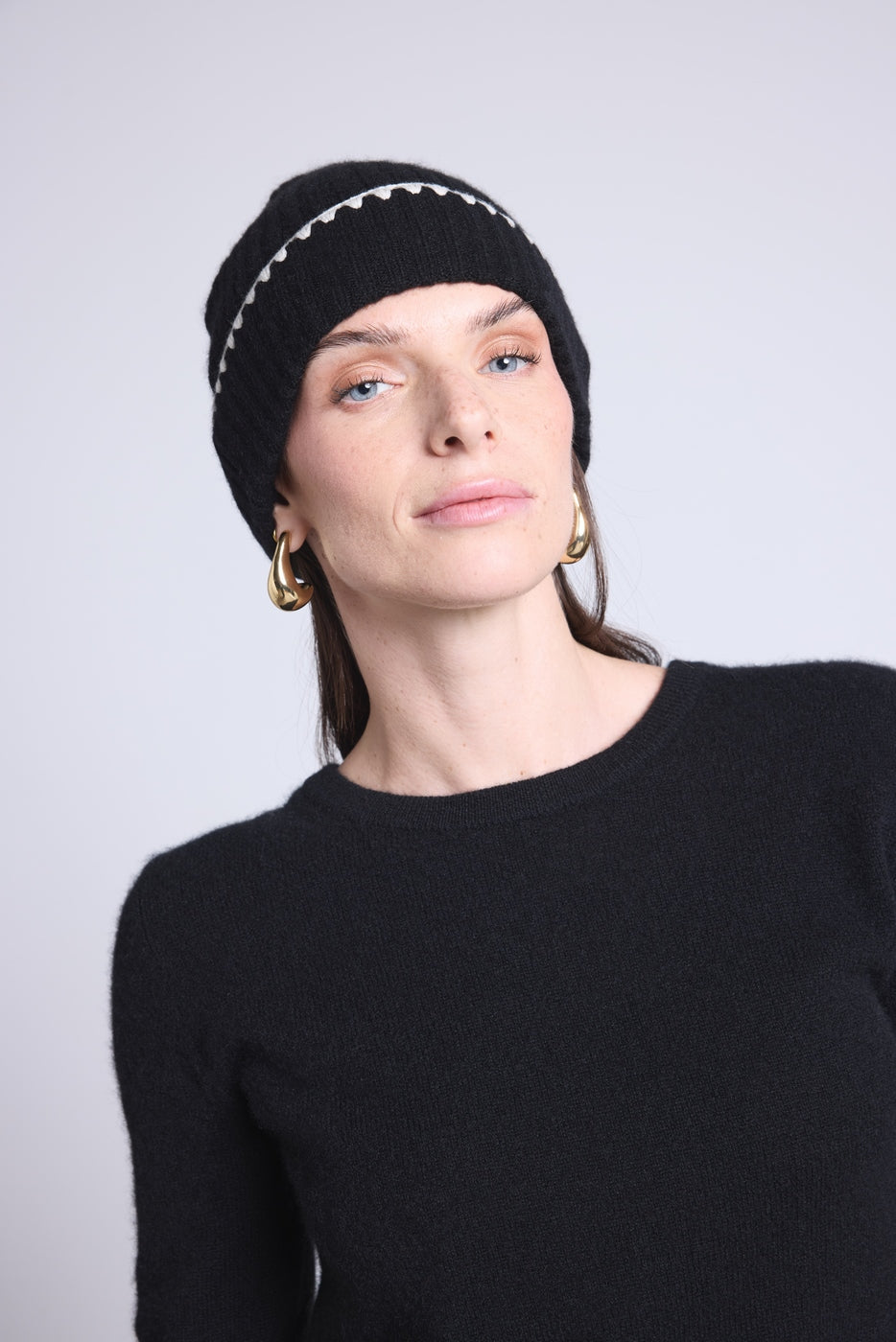 Gorro unisex con pespuntes Hat - negro blanco - mixto