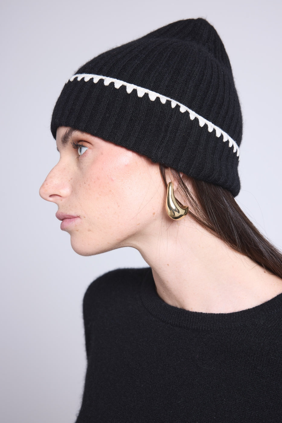 Gorro unisex con pespuntes Hat - negro blanco - mixto