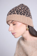 Unisex Leopard Hat Beanie - Beige Leopard - Mixed