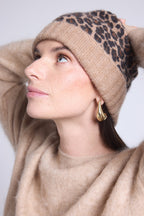 Unisex Leopard Hat Beanie - Beige Leopard - Mixed