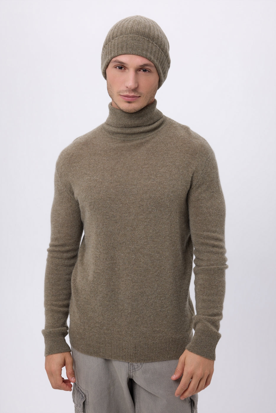 Muts Hat - Gevlekt Kaki - Unisex - 100% Kasjmier