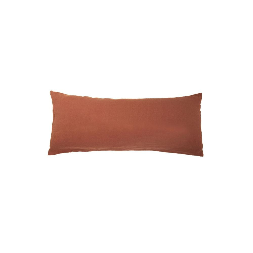 Funda de cojín lisa de lino lavado - Rojo