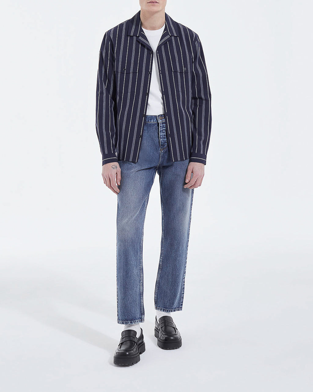 The Kooples - Camisa cuello hawaiano rayas azul marino - Hombre