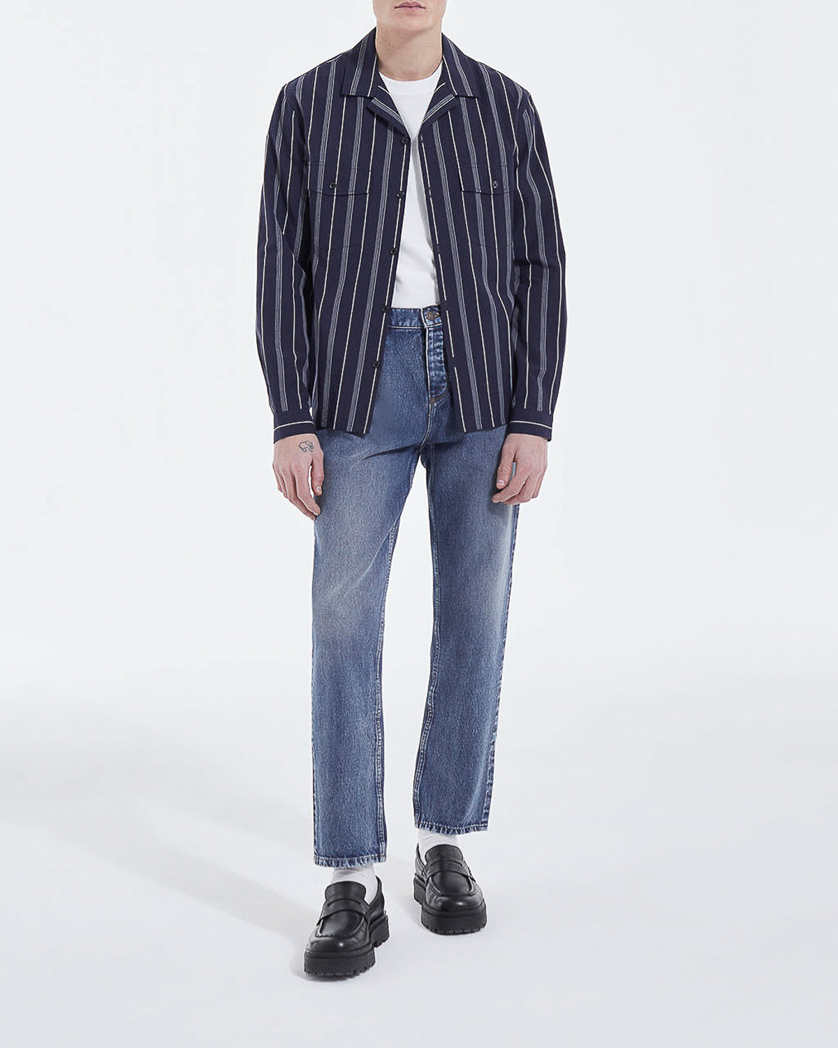 The Kooples - Camisa cuello hawaiano rayas azul marino - Hombre
