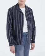 The Kooples - Camisa cuello hawaiano rayas azul marino - Hombre
