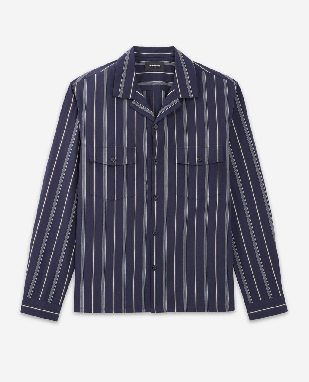 The Kooples - Camisa cuello hawaiano rayas azul marino - Hombre