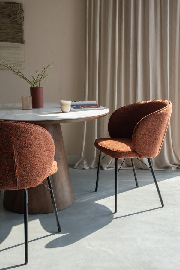 Joa - Set of 2 Dining Room Chairs - Polyester - Terracotta/Beige