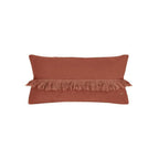 Washed Linen Cushion Cover with Fringed Trim - Red