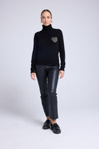 Love Heritage High Heart Roll-Neck Jumper - Black Gold