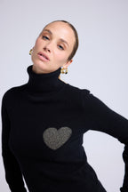 Love Heritage High Heart Roll-Neck Jumper - Black Gold