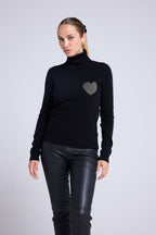 Love Heritage High Heart Roll-Neck Jumper - Black Gold