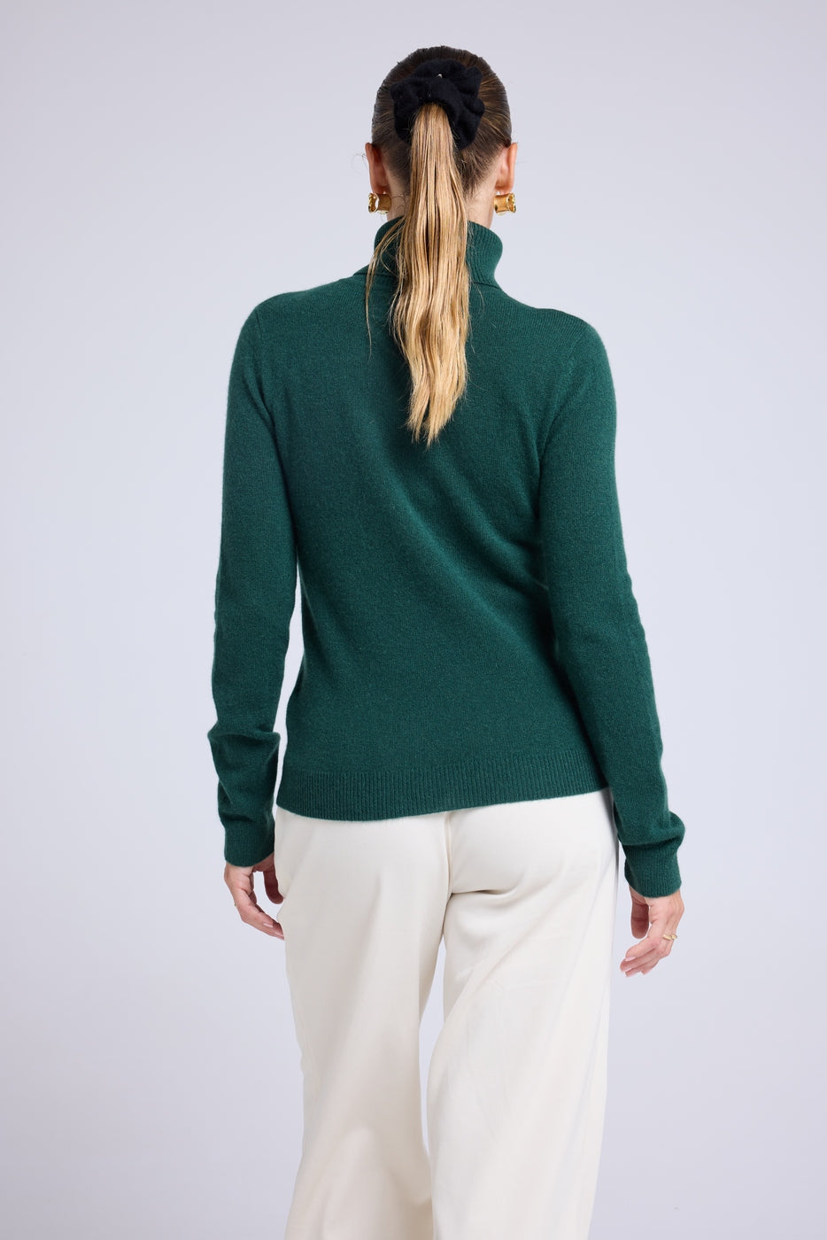 Love Heritage High Heart Roll-Neck Jumper - Bottle Green Red