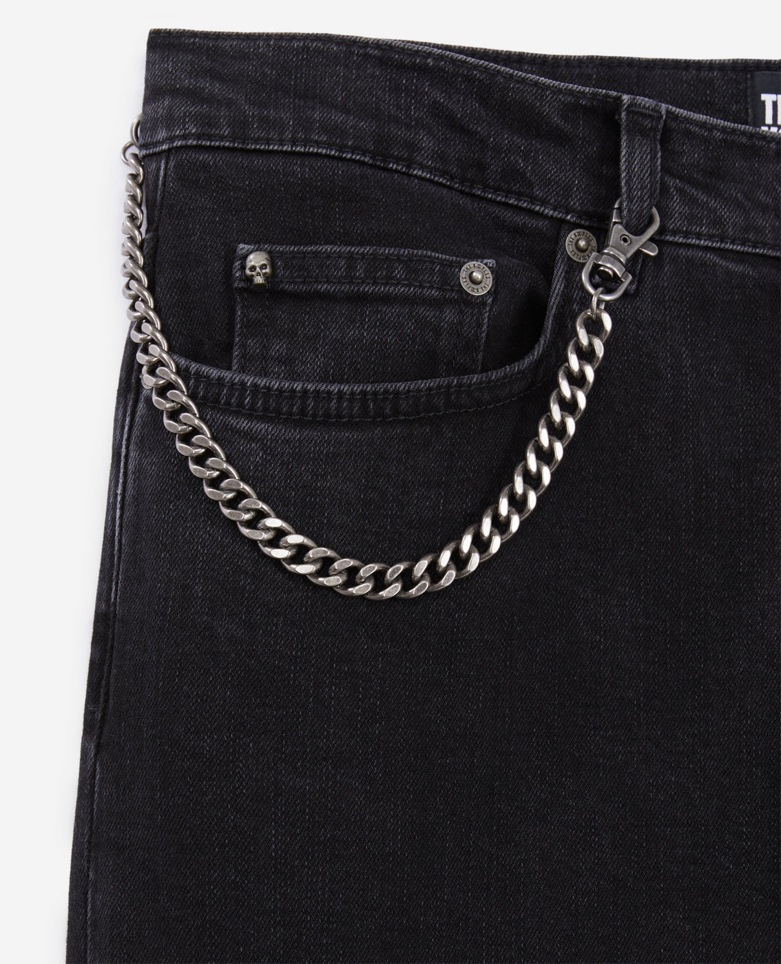 The Kooples - Jean Slim Noir Avec Chaine - Homme