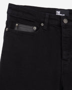 The Kooples - Vaqueros Hombre Negro Crudo con Ticket Pocket de Piel - Hombre