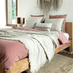 Housse De Coussin En Lin Lavé À Finitions Frangées - Beige