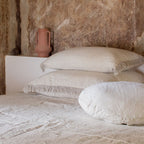 Housse De Coussin En Lin Lavé À Finitions Frangées - Beige
