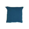 Housse De Coussin En Lin Lavé À Finitions Frangées - Bleu