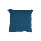 Housse De Coussin En Lin Lavé À Finitions Frangées - Bleu