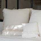 Washed Linen Cushion Cover with Fringed Finishes Hmellowfrange - Plume