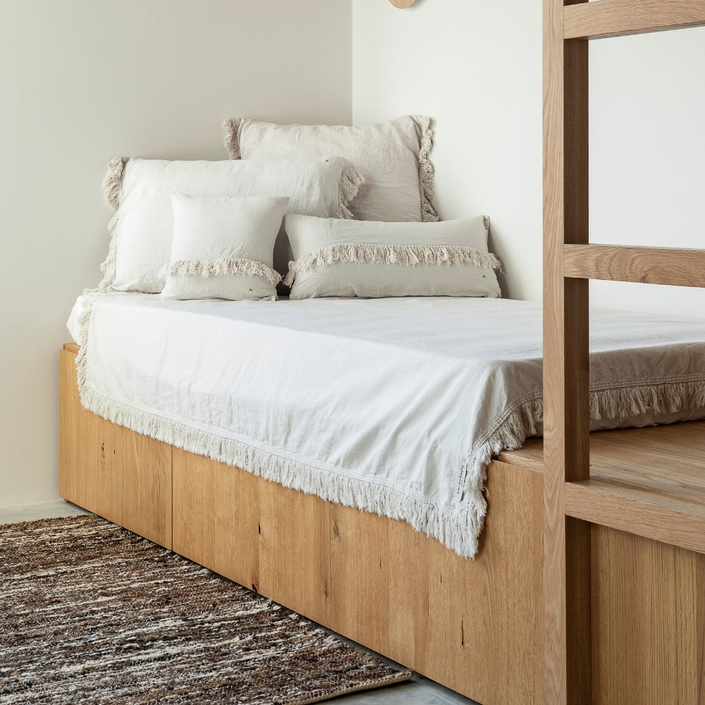 Washed Linen Cushion Cover with Fringed Finishes Hmellowfrange - Plume
