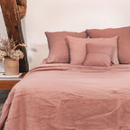 Housse De Coussin En Lin Avec Détails Surpiqûres - Rose