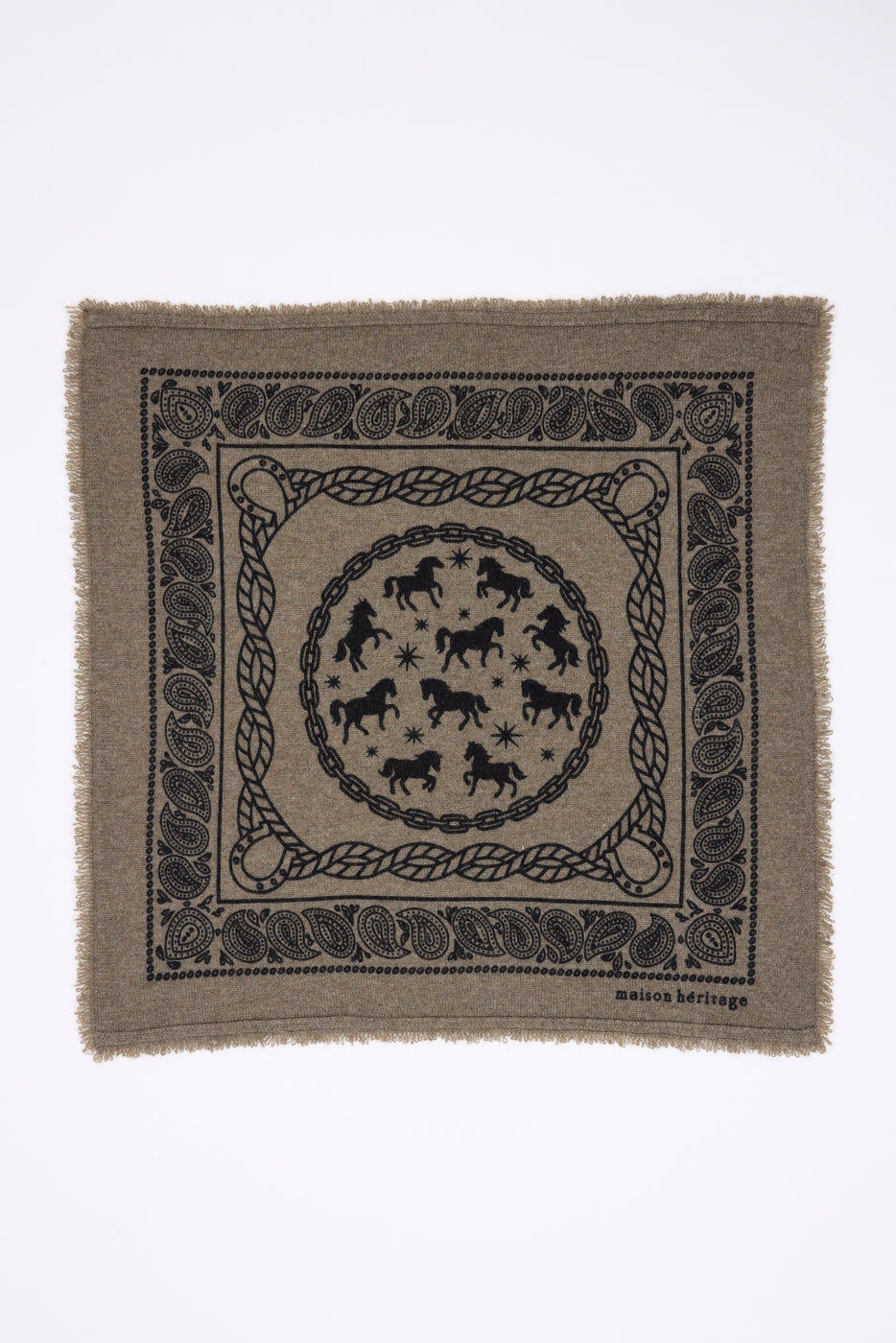 BANDANA/HORSE/LEDBURRY/BLACK-M-54*54CM