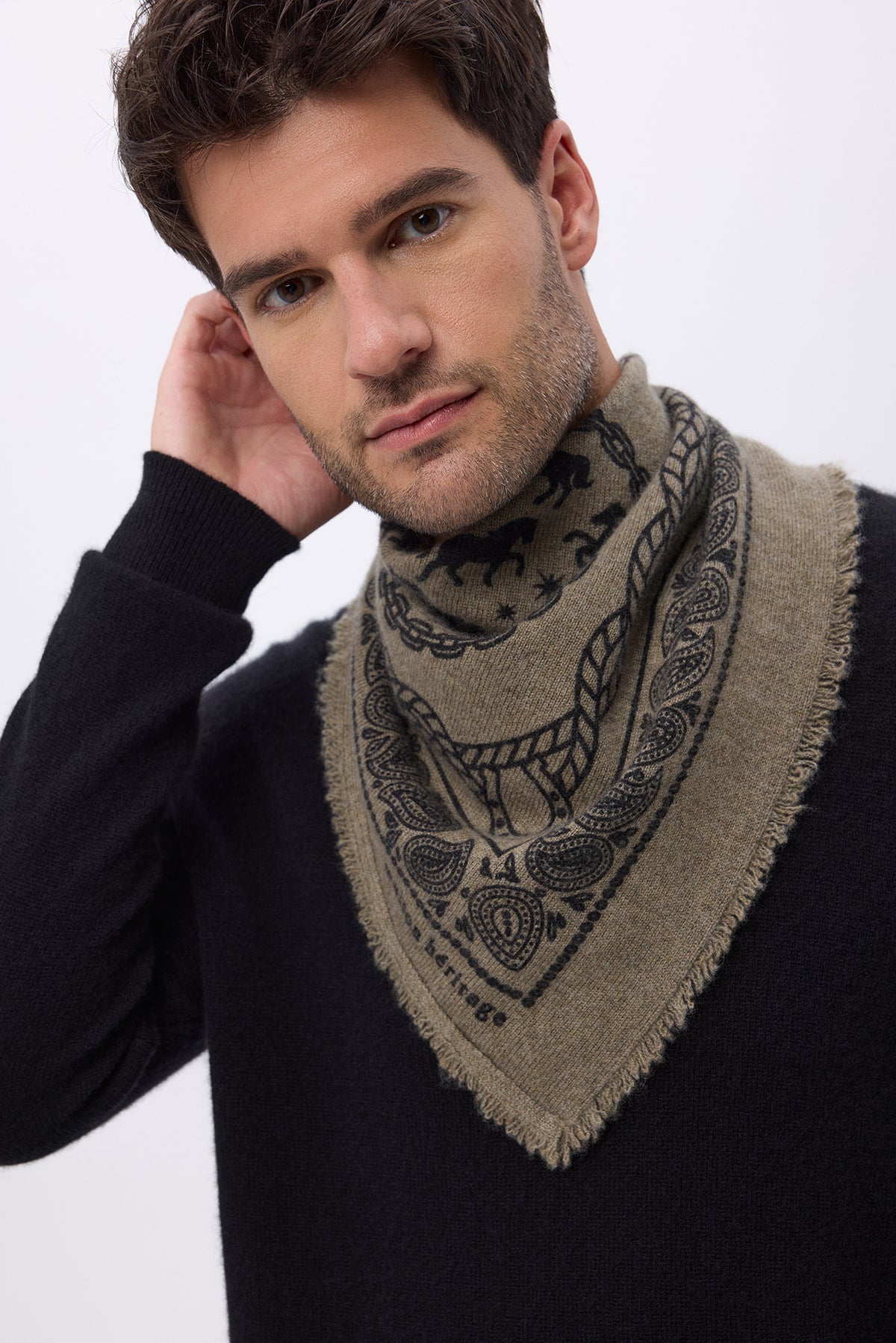Mała Bandana Horse - Khaki Czarny - Męska
