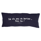 Screen-Printed Washed Linen Cushion Cover - Black
