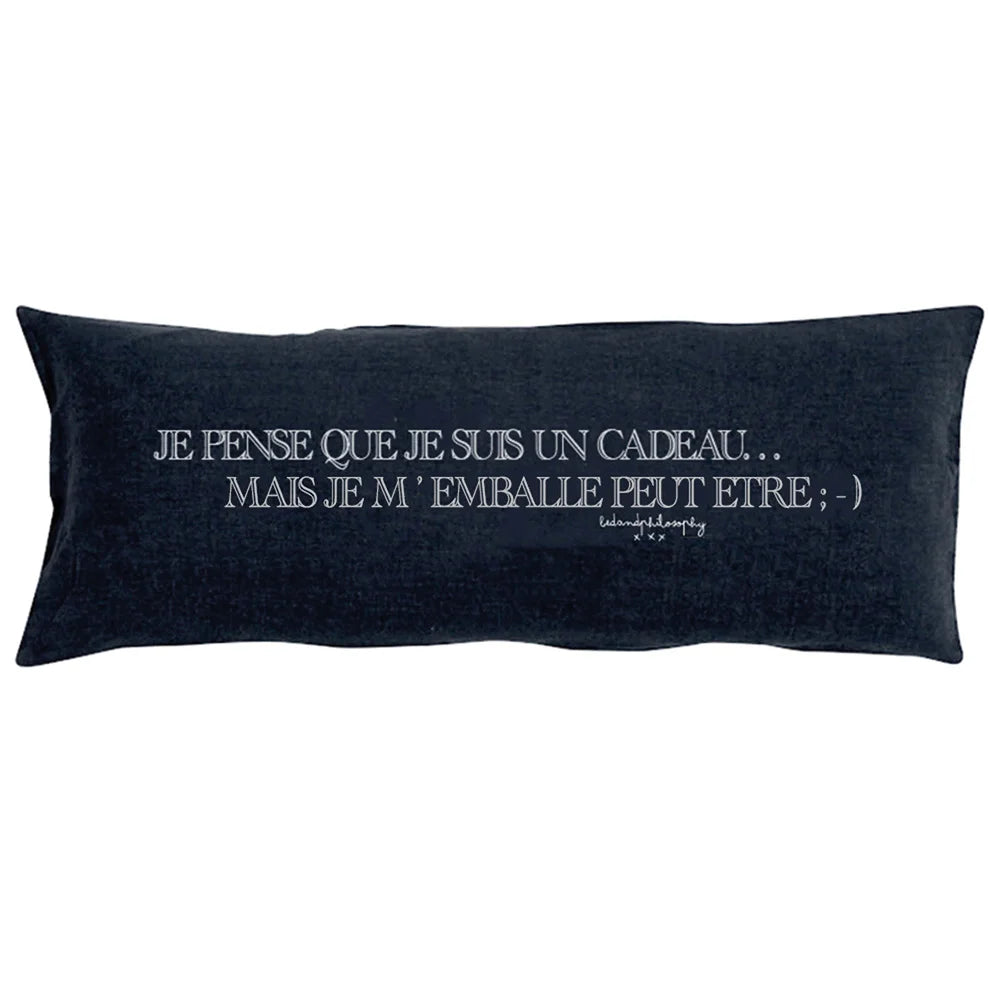 Screen-Printed Washed Linen Cushion Cover - Black