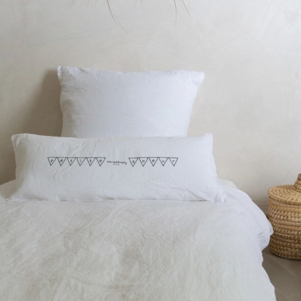 Screen-Printed Washed Linen Cushion Cover - Grey