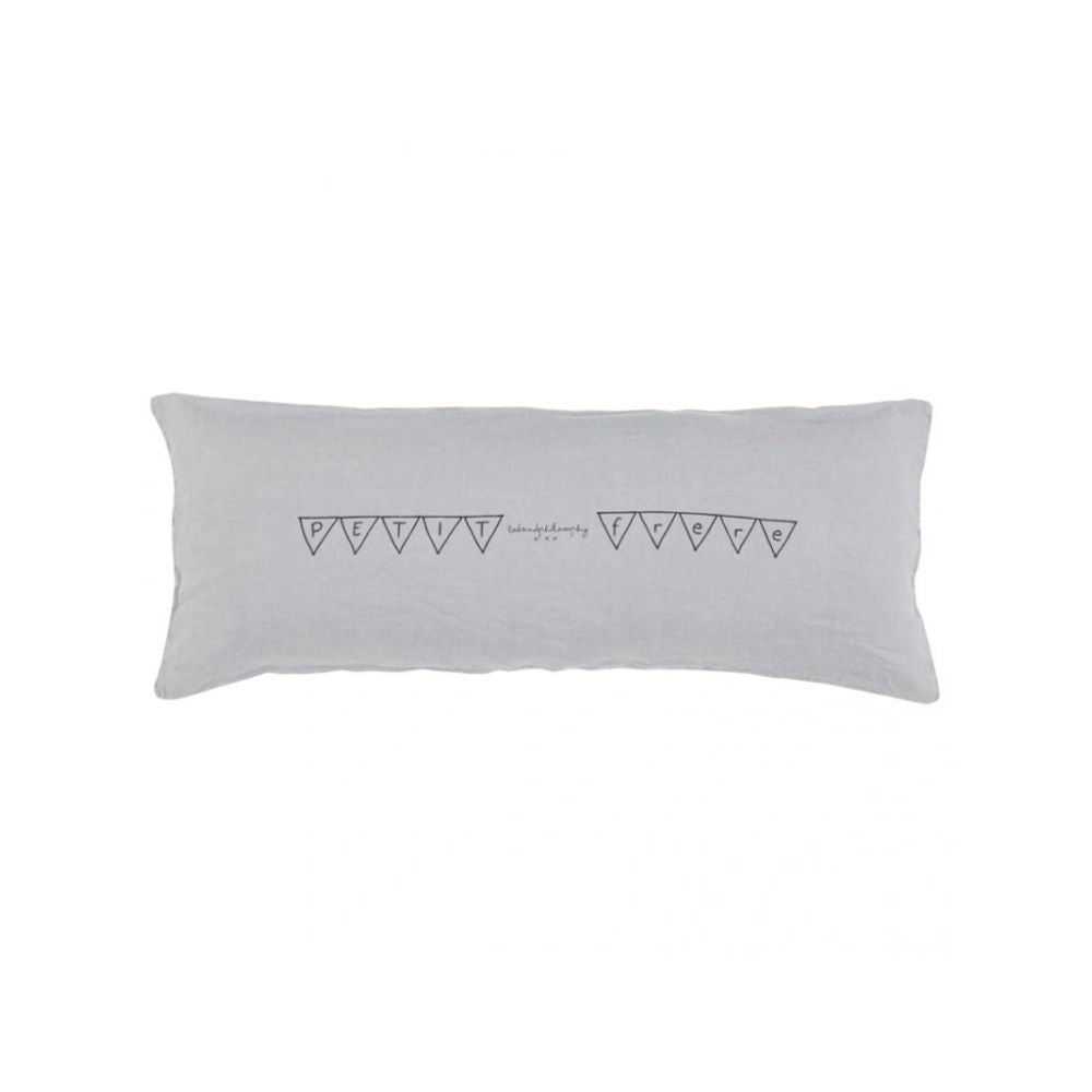 Screen-Printed Washed Linen Cushion Cover - Grey