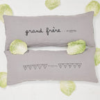 Screen-Printed Washed Linen Cushion Cover - Grey