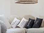 Housse De Coussin Sérigraphiée En Lin Lavé - Noir