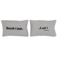 Housse De Coussin Sérigraphiée En Lin Lavé - Gris