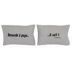 Housse De Coussin Sérigraphiée En Lin Lavé - Gris