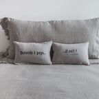Housse De Coussin Sérigraphiée En Lin Lavé - Gris