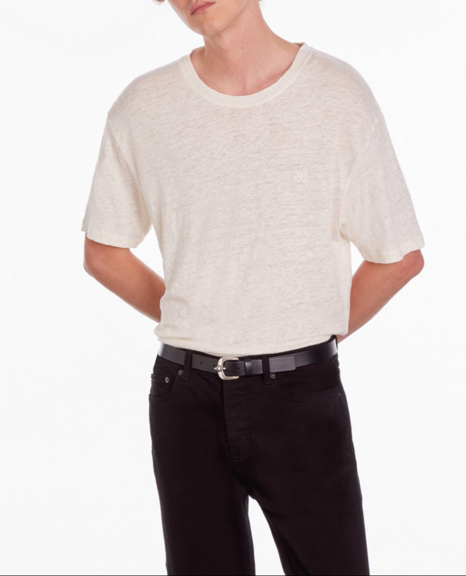 The Kooples - Camiseta De Lino De Manga Corta Con Bordado En El Pecho - Hombre