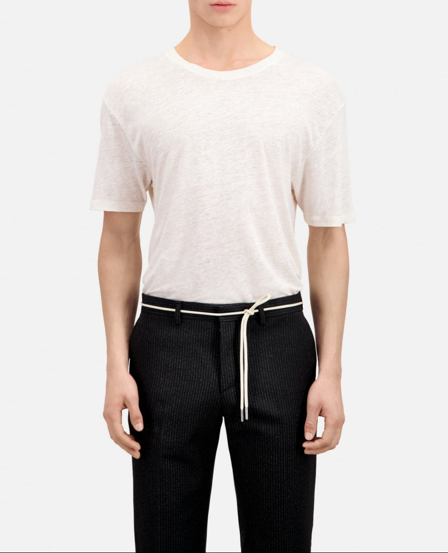 The Kooples - Camiseta De Lino De Manga Corta Con Bordado En El Pecho - Hombre