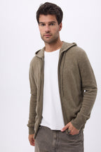 Felpa Con Zip E Cappuccio U Hugo - Verde Cachi - Uomo