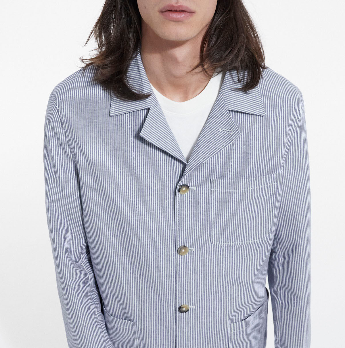 The Kooples - Chaqueta Vestir Azul Bolsillos Estampado Rayas - Hombre