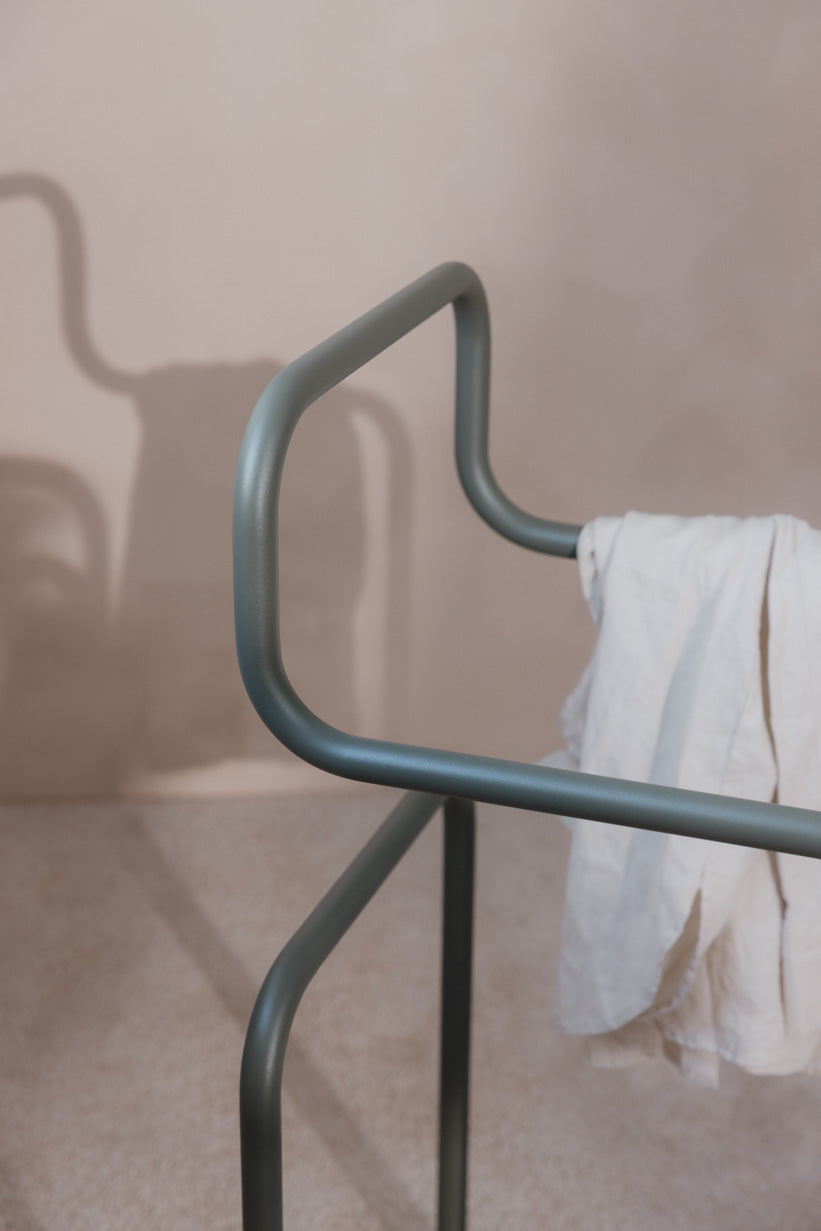 Details from designers JAMES with minimalist design and drapery.