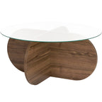 Eolia - Ronde salontafel - Notenhout- en glaseffect